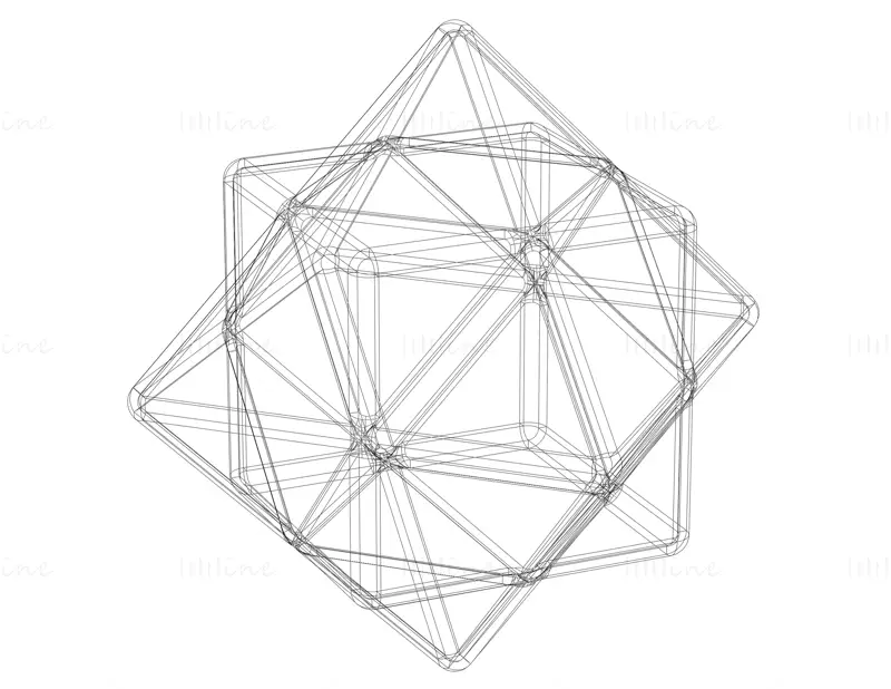 Drótváz alakzat A Cuboctahedron 3D nyomtatási modell STL első csillagképe