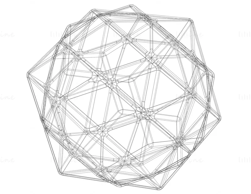 Wireframe Shape First Stellation of Icosidodecahedron 3D Printing Model STL