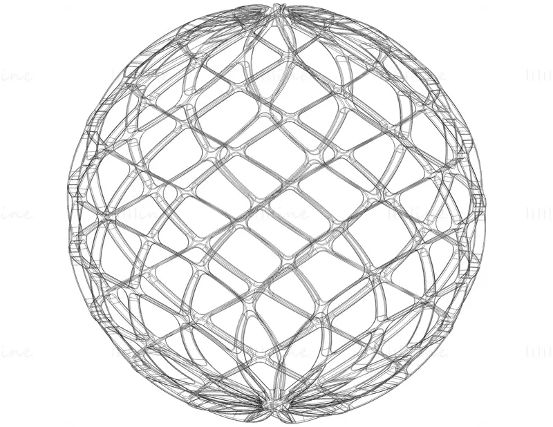 Wireframe Shape Geo Complex Twisted Sphere 3D Printing Model STL