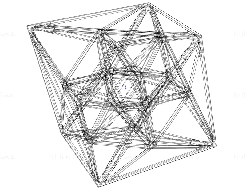 线框形状几何 24 单元 3D 打印模型 STL