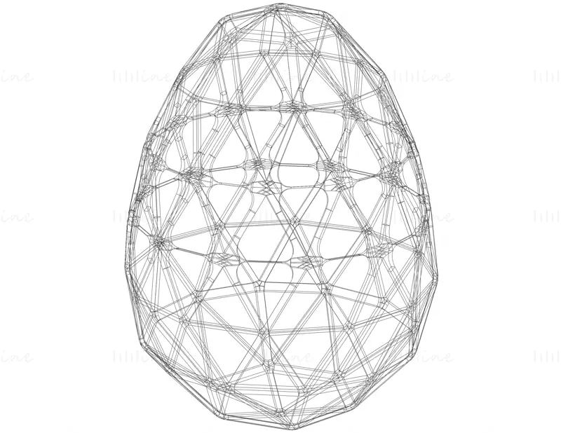 Modello di stampa 3D a forma di wireframe geometrico dell'uovo STL