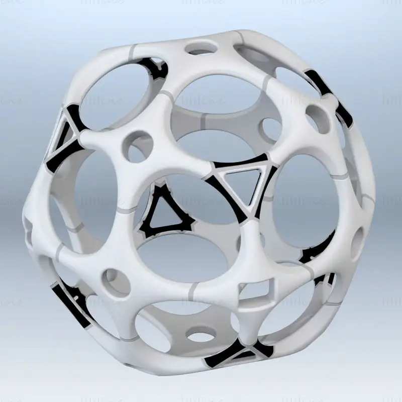 Wireframe Form Geometrische Löcher Muster Kugel 3D-Druckmodell STL