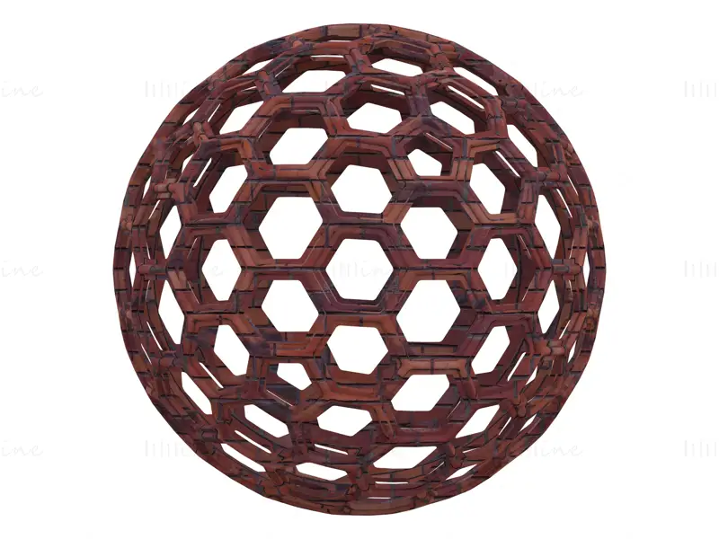 Forma de estructura alámbrica Esfera geométrica de panal Modelo de impresión 3D STL