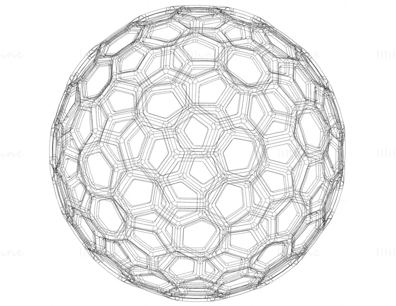 Modello di stampa 3D con sfera geometrica a nido d'ape a forma di wireframe STL