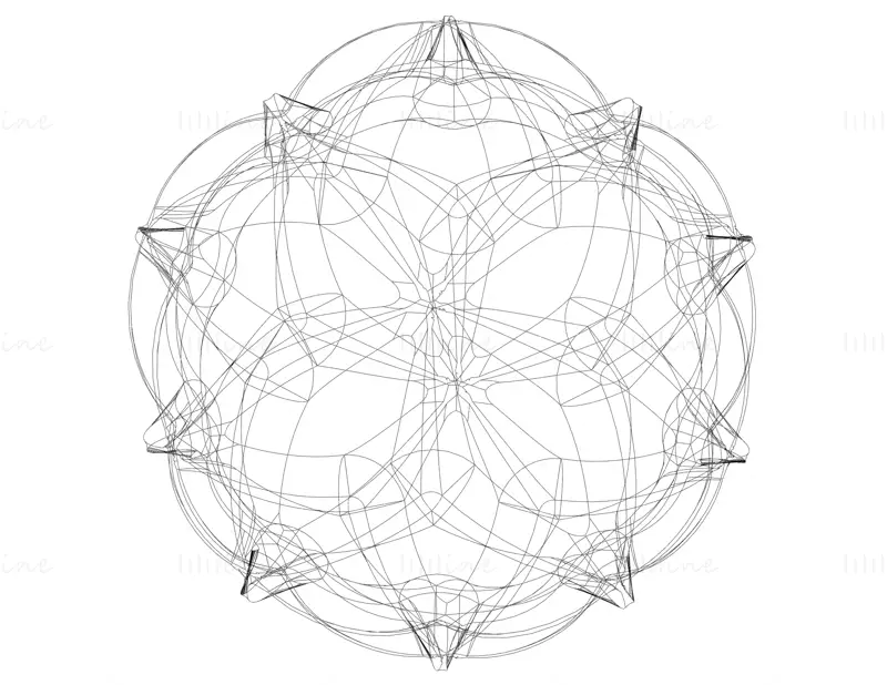 ワイヤーフレーム形状の幾何学的なリーフボール 3D プリントモデル STL