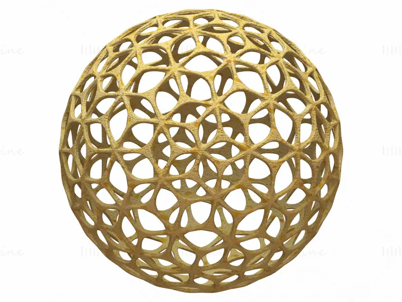 Modello di stampa 3D a sfera con motivo geometrico a forma di wireframe STL