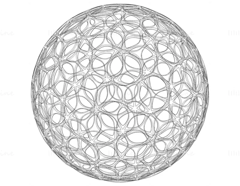 Modèle d'impression 3D de boule de motif de feuille géométrique de forme filaire STL
