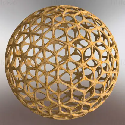 Tel Çerçeve Şekli Geometrik Yaprak Desenli Top 3D Baskı Modeli STL