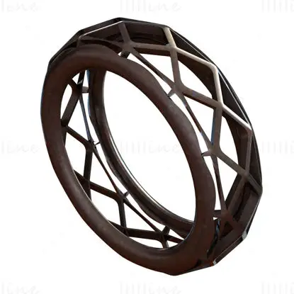 Wireframe Shape Geometric Ring 3D Printing Model STL