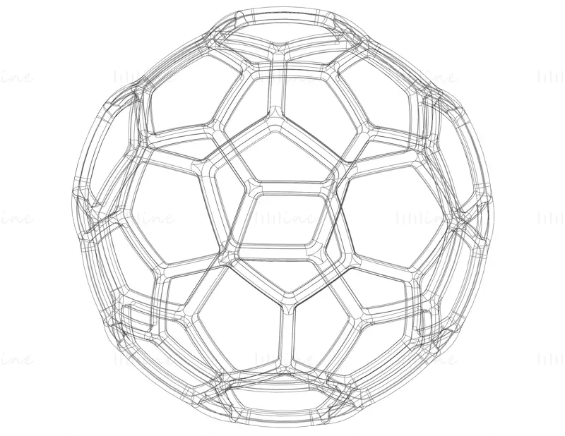 Tel Çerçeve Şekli Geometrik Futbol Topu 3D Baskı Modeli STL