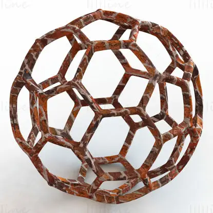 Modelo de impresión 3D de balón de fútbol geométrico con forma de estructura metálica STL