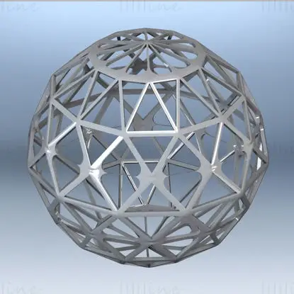 Drótváz alakú geometrikus gömbvágású gyémánt 3D nyomtatási modell STL