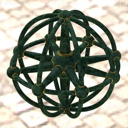 ワイヤーフレーム形状の幾何学的球体リンク 3D プリント モデル STL