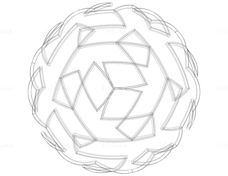 Geometrischer Telstar-Ball in Drahtgitterform, 3D-Druckmodell