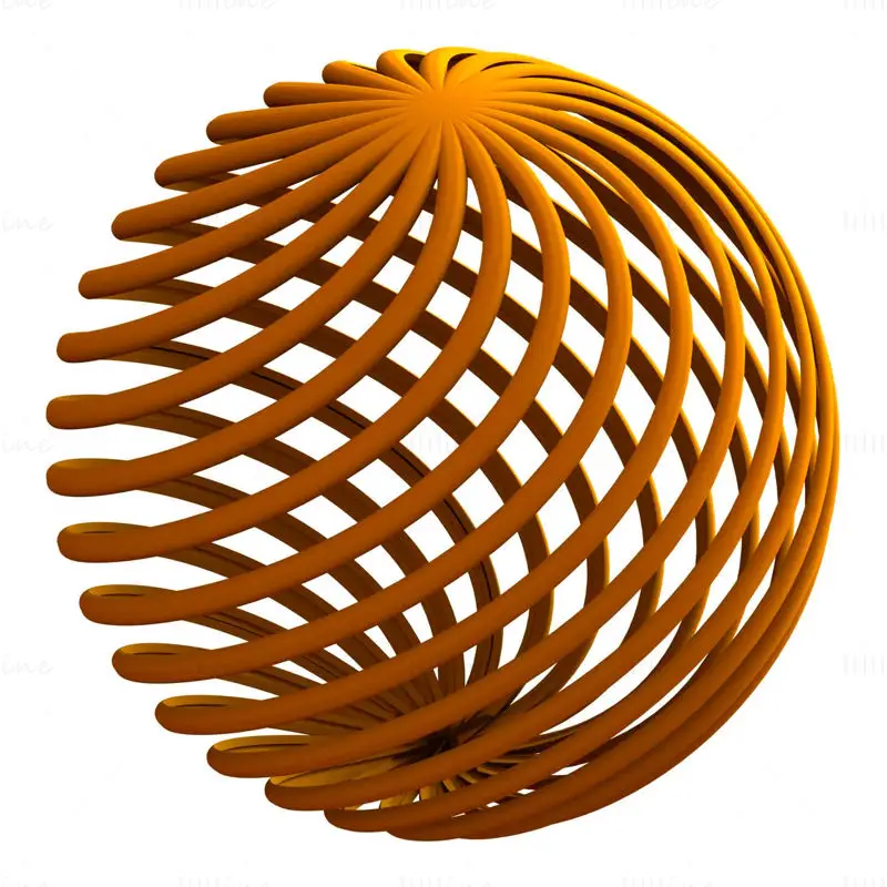Drótváz alakú geometriai csavart gömb 3D nyomtatási modell STL