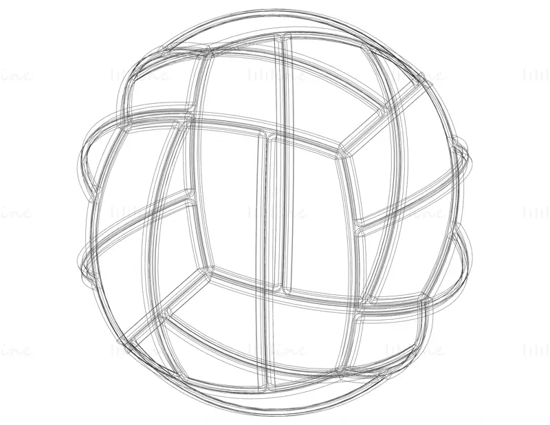 ワイヤーフレーム形状の幾何学的なバレーボール 3D 印刷モデル STL