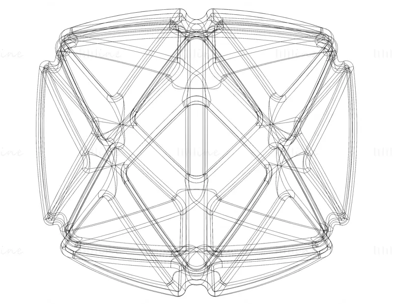 线框形状几何X立方体3D打印模型STL