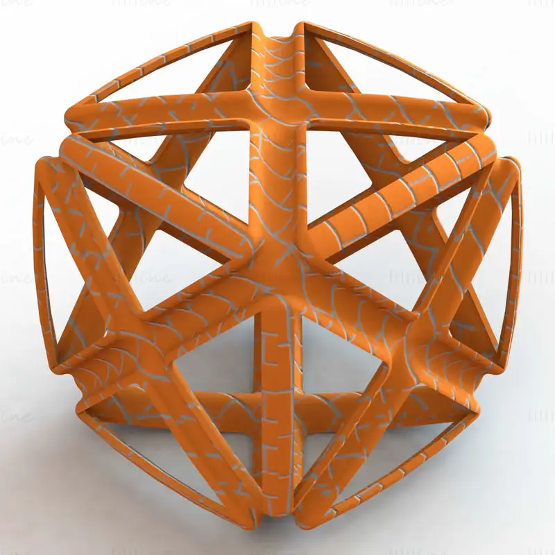 Wireframe Shape Geometric X Cube 3D Printing Model STL