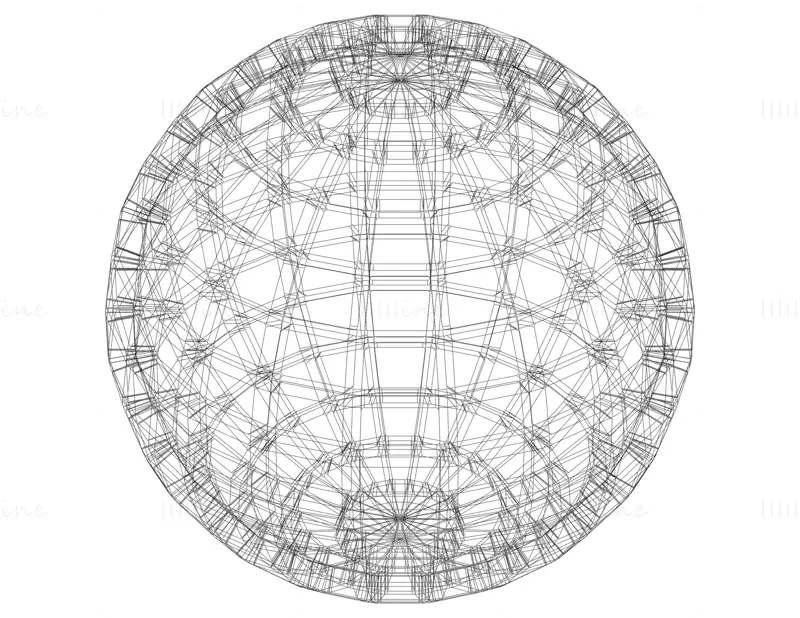 Draadframe vorm Globe raster bol 3D printmodel