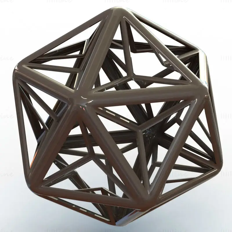 Wireframe Shape Great Dodecahedron Print 3D Model STL