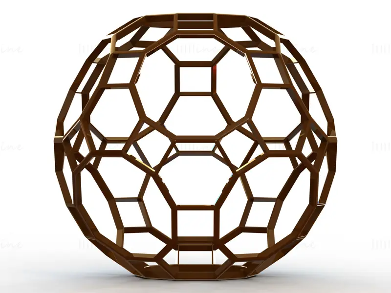 Drótváz alakú nagy rombikozidodekaéder 3D nyomtatási modell STL