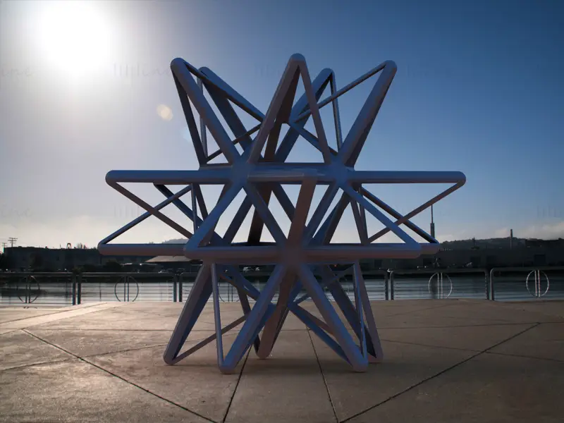 Drótváz alakú Nagy csillagozott dodekaéder 3D nyomtatási modell STL