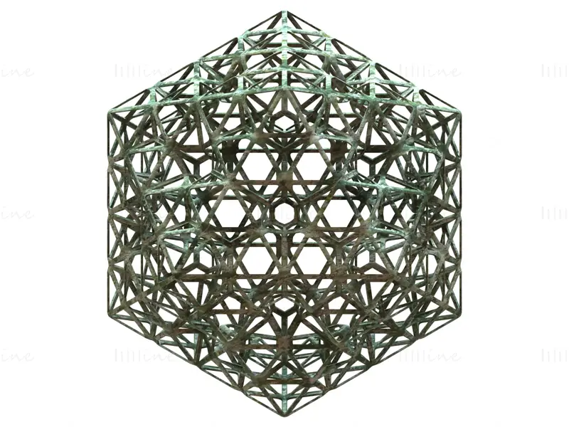 Flocon d'icosaèdre en forme de fil de fer, modèle d'impression 3D STL