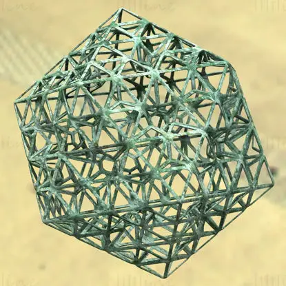 Modelo de impresión 3D de escamas de icosaedro con forma de estructura alámbrica STL