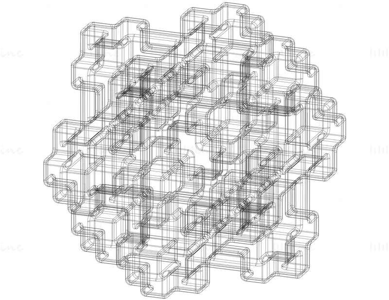 线框形状 Mosely 雪花 3D 打印模型 STL