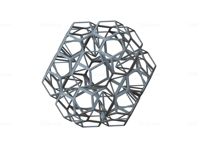 ワイヤーフレーム形状ペンタフレーク十二面体3DプリントモデルSTL