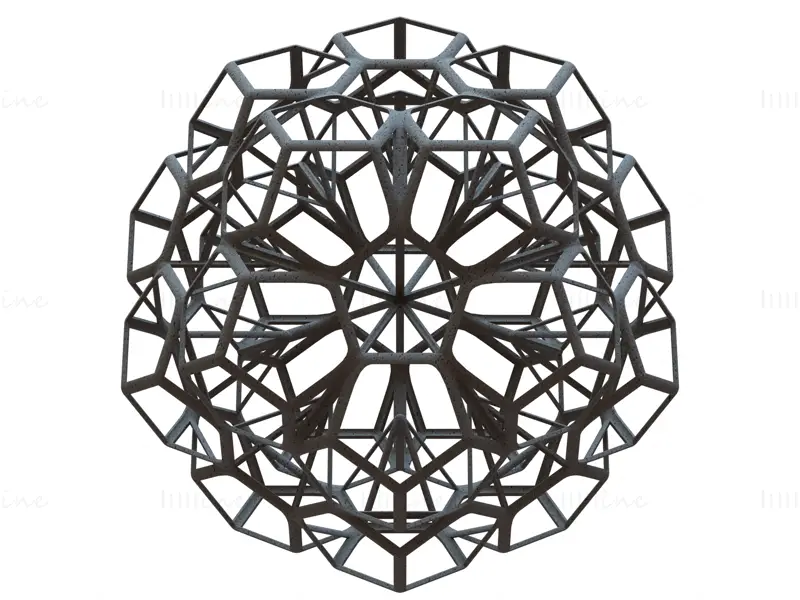 Tel Çerçeve Şekli Beş Pul Dodecahedron 3D Baskı Modeli STL