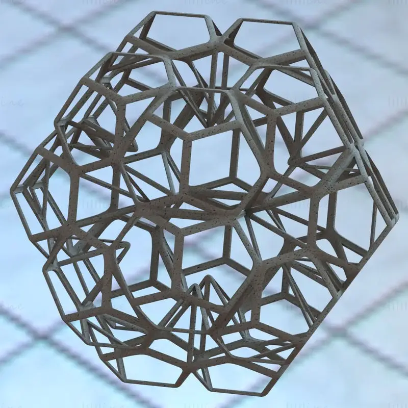 Draadframe vorm Penta Flake Dodecaëder 3D Print Model STL