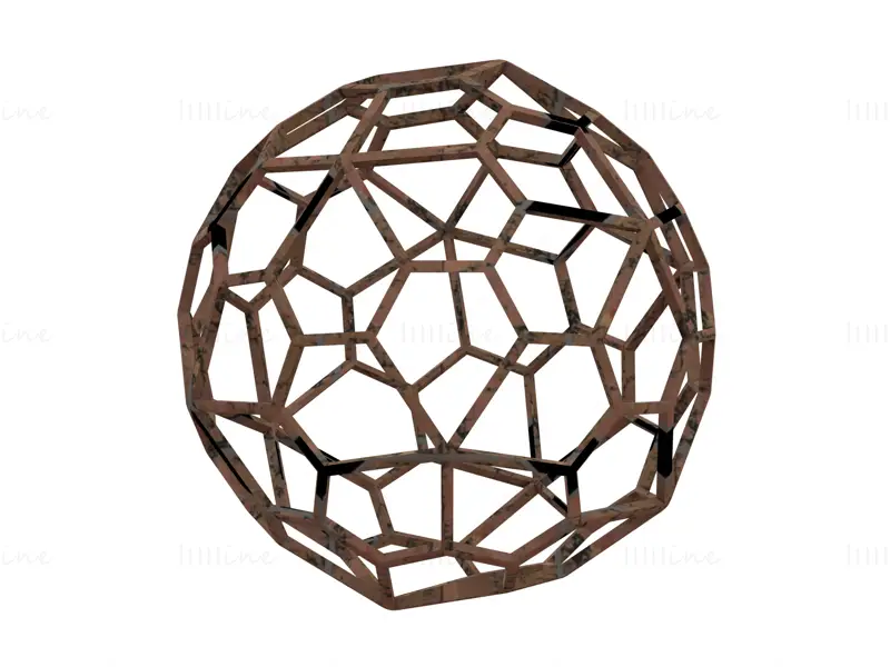 Forma de estructura alámbrica hexecontaedro pentagonal Modelo de impresión 3D STL