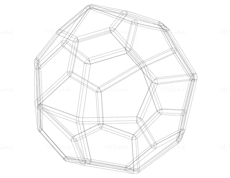Drótváz alakú ötszögletű Ikozitetraéder 3D nyomtatási modell STL