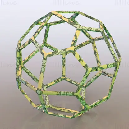 Modello di stampa 3D Icositetrahedron pentagonale a forma di wireframe STL