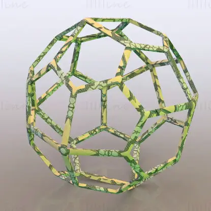 وایرفریم شکل پنج ضلعی Icositetrahedron چاپ سه بعدی مدل STL