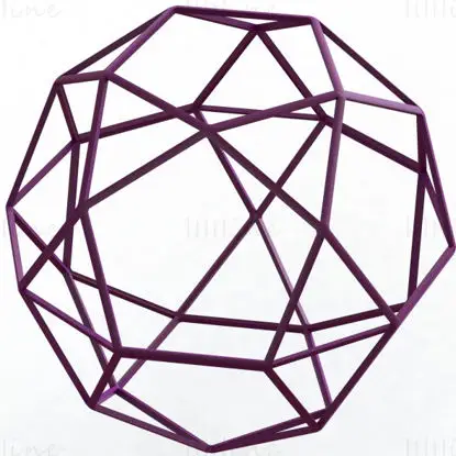 ワイヤーフレーム形状五角形オルソビロトゥンダ 3D プリントモデル
