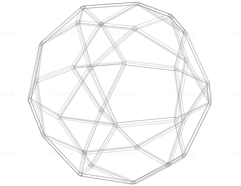 Tvar drátěného modelu pětiúhelníkový ortobirotunda 3D tiskový model