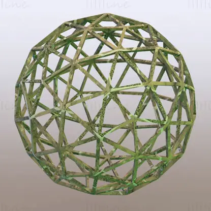 Draadframe vorm Pentakis stompe dodecaëder 3D-printmodel STL