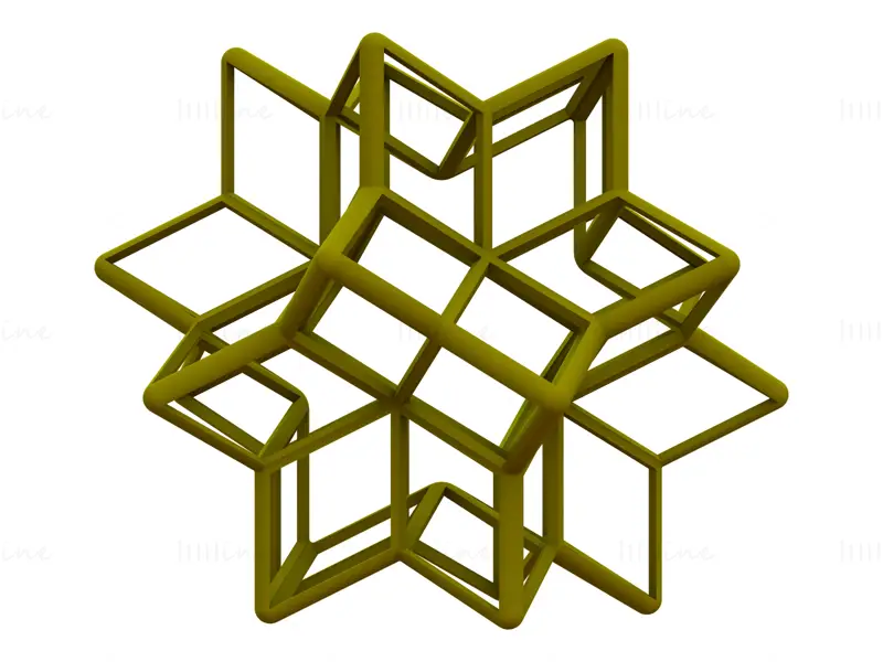 线框形状菱形六面体3D打印模型STL