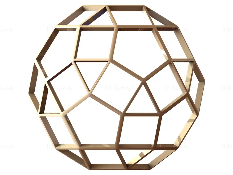 وایرفریم شکل Rhombicosidodecahedron چاپ سه بعدی مدل STL