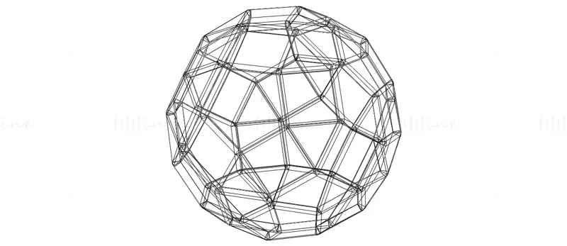 线框形状菱形十面体3D打印模型STL