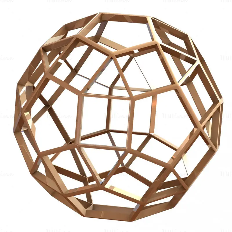 Wireframe Shape Rhombicosidodecahedron 3D Printing Model STL