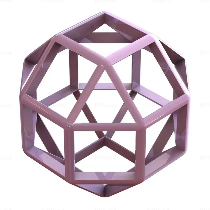 Wireframe Shape Rhombicuboctahedron 3D Printing Model STL