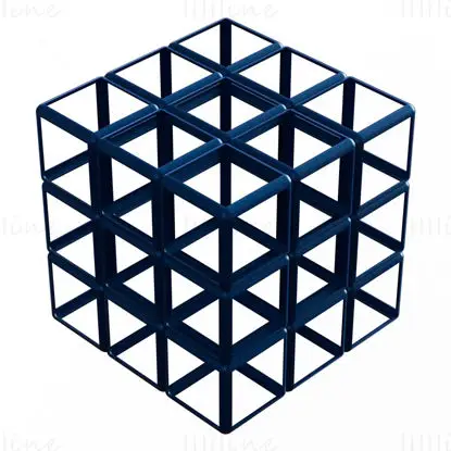 Modelo de impresión 3D de cubo de Rubik con forma de estructura metálica STL