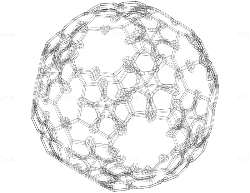 线框形状 Sierpinski Buckyball 3D 打印模型 STL