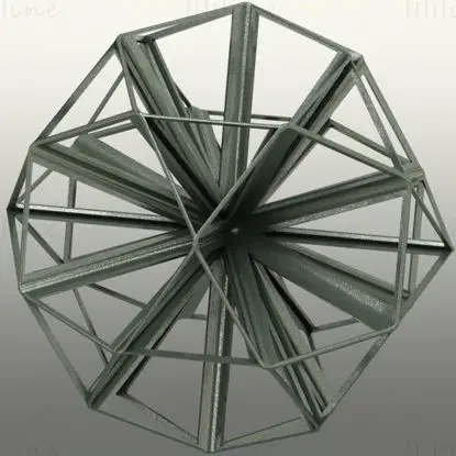 线框形状小型二十面体 3D 打印模型