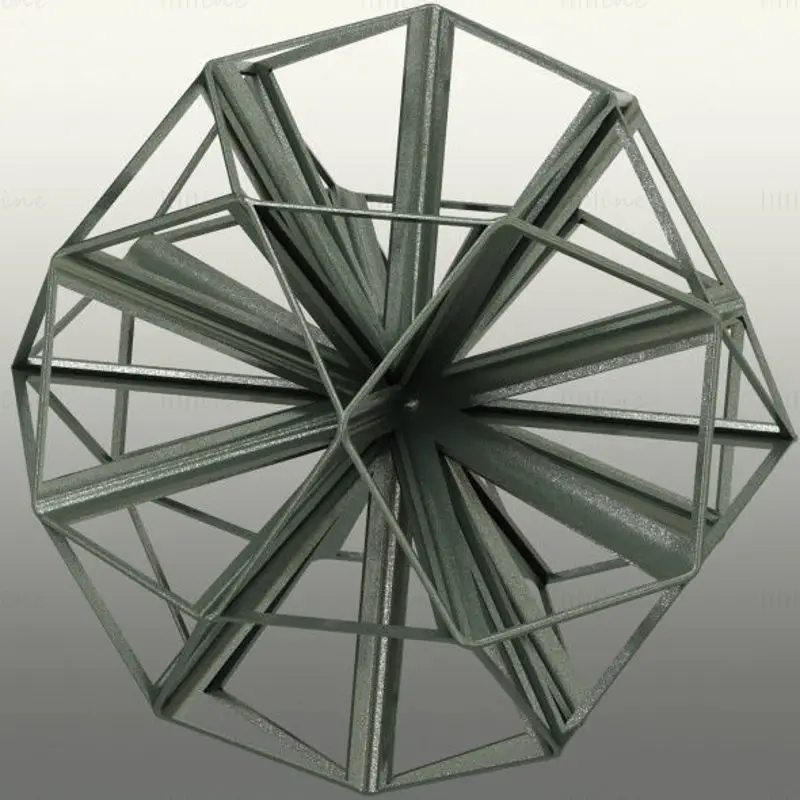Draadframe vorm klein icosihemidodecaëder 3D printmodel