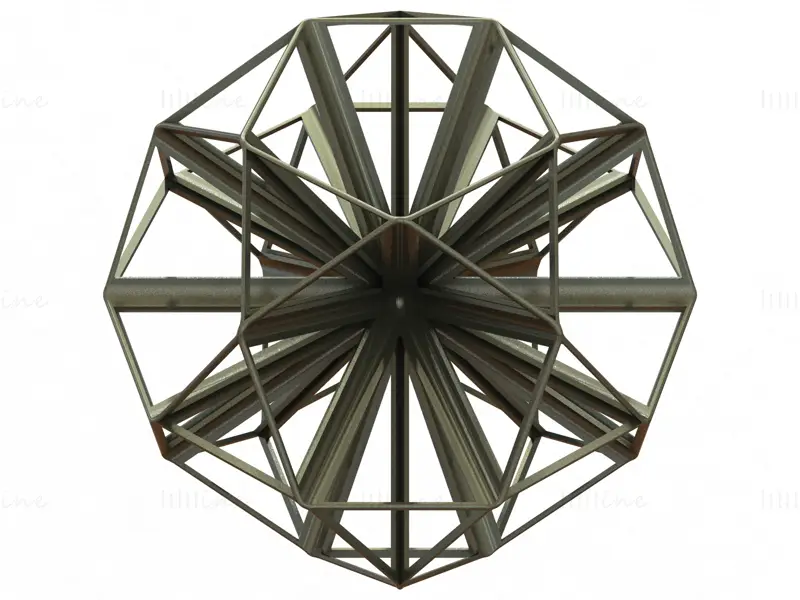 Drahtgitterförmiges kleines Ikosihemidodekaeder-3D-Druckmodell