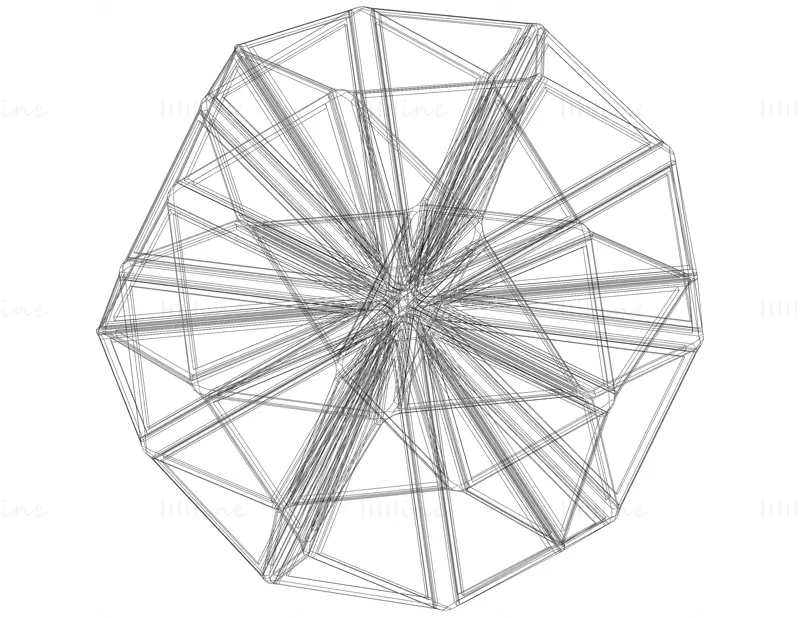 Modèle d'impression 3D de petit icosihémidodécaèdre de forme filaire